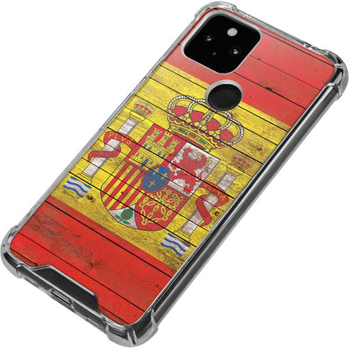 Spain Flag Dark Wood Google Pixel 5 Clear Case